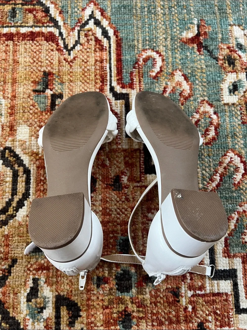 Girls White Braided Strap Heeled Sandals - Dolce Vita Size 1